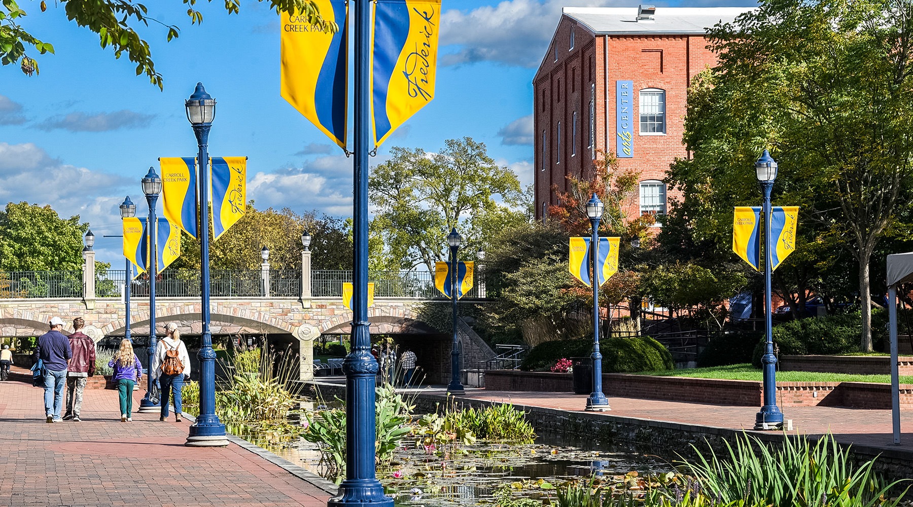 brick walkway outside a brick building